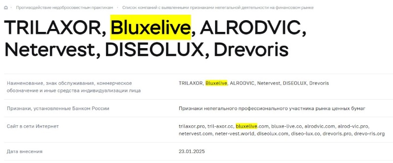 Bluxelive: обзор на известные схемы обмана от лжеброкера с Кипра