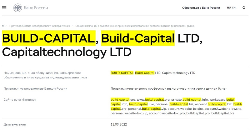 Build Capital: обзор на мошеннические схемы лжеброкера из Великобритании